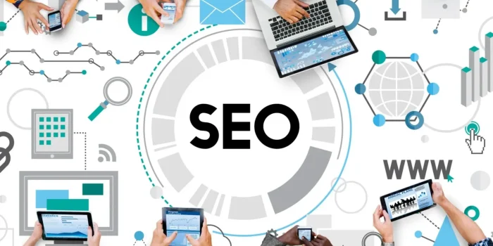 SEO concept with team working on digital marketing strategy