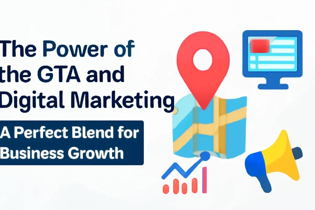 GTA digital marketing infographic with colorful icons